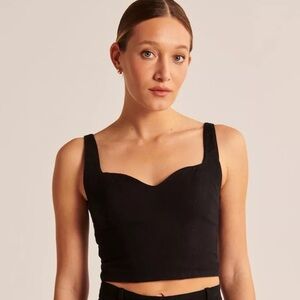 Abercrombie & Fitch Linen Blend Notch Tank, Black, L, NWT